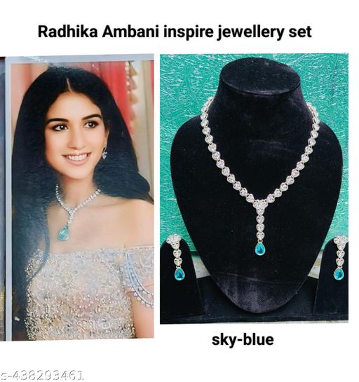 Sky Blue Radhika Ambani inspire jewellery set for women and girls party wear